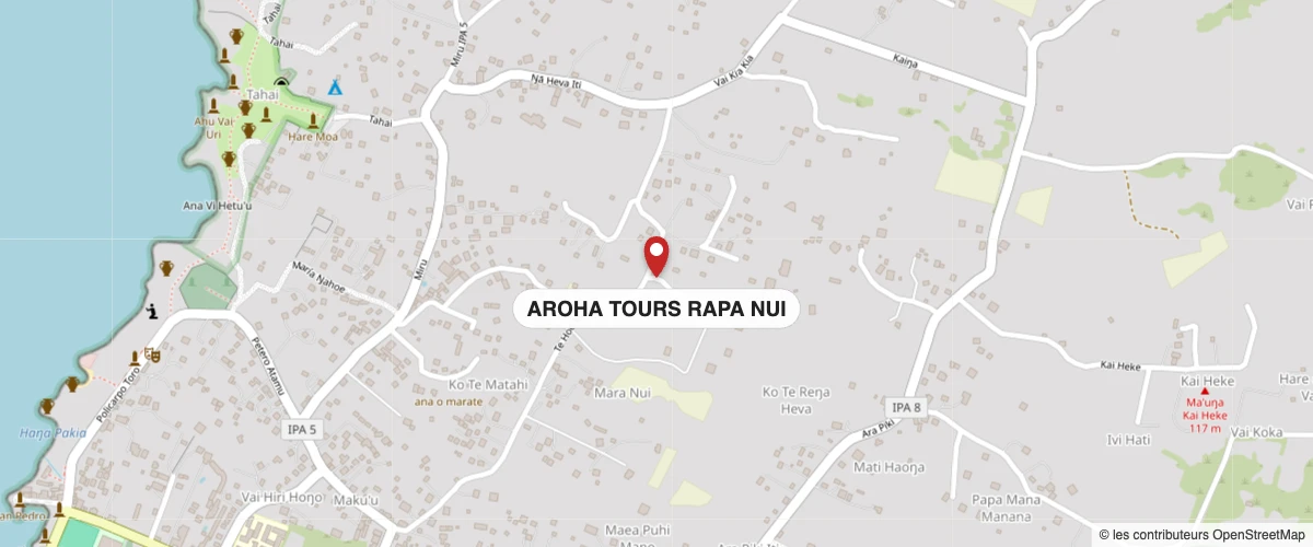 Localisation d'Aroha Tours Rapa Nui à Hanga Roa, île de Pâques